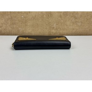 FENDI 7M0210 MONSTER EYES ZIP AROUND LEATHER WALLET